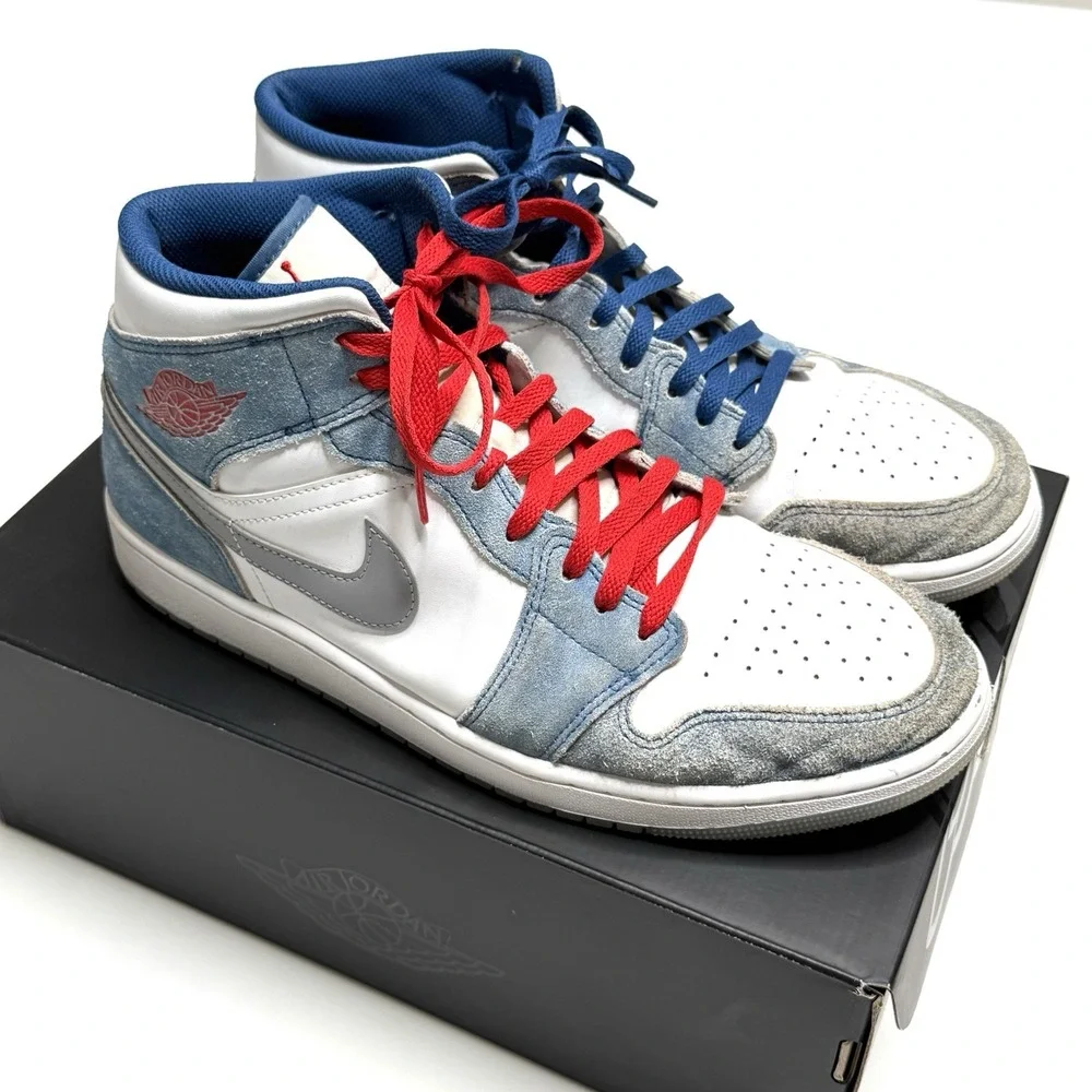 Nike Air Jordan 1 Mid SE Size 12.5 French Blue/Fire Red-White DN3706-401 Sneaker